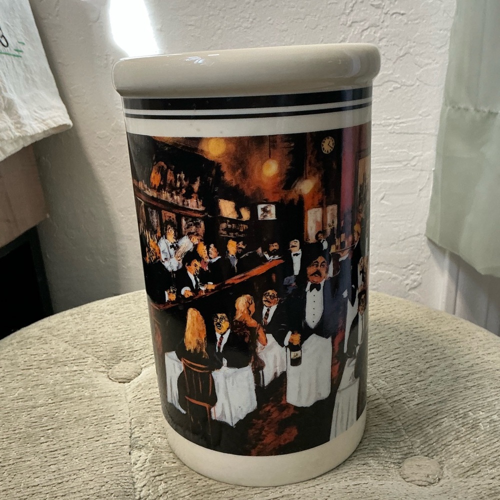 California pantry classic Ceramic Vase with Bar Scene Artwork